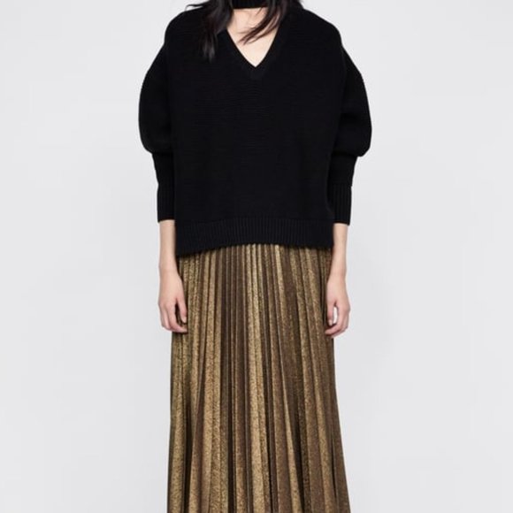 Zara KNIT Choker Neck Oversized Sweater Sz M - Picture 2 of 4